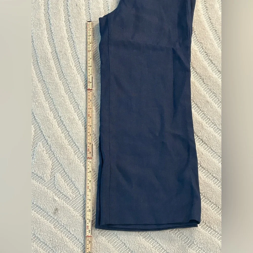 J. Crew 100% Linen Sailor Wide Leg Cropped Pants in Navy - Size 4